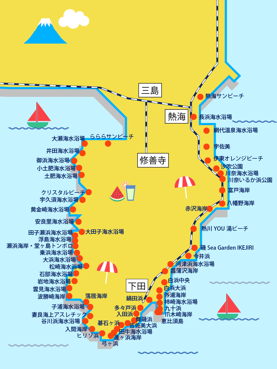 伊豆のビーチマップ